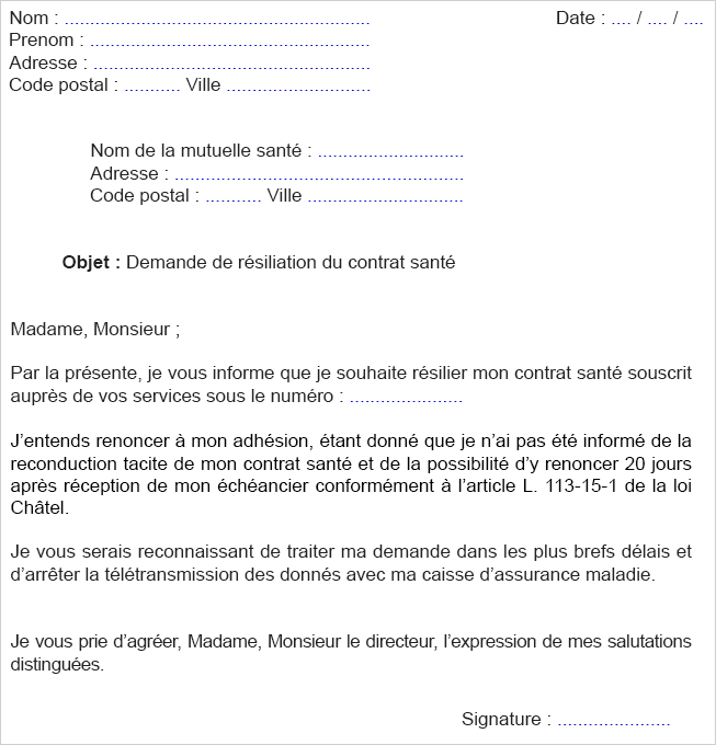 Lettre enlever un ayant droit de sa mutuelle